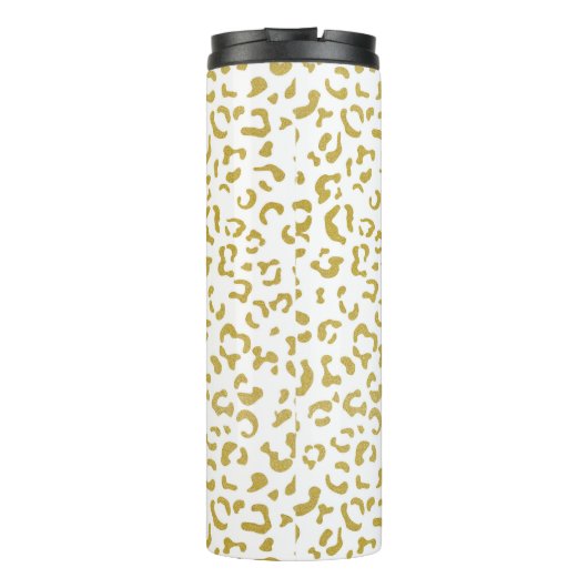 Gold Leopard, Gold Glitter, luipaard afdrukken Thermosbeker (Achterkant)