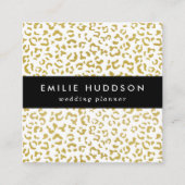 Gold Leopard, Gold Glitter, luipaard afdrukken Vierkante Visitekaartje (Voorkant)