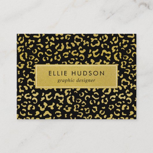 Gold Leopard, Gold Glitter, luipaard afdrukken Visitekaartje (Voorkant)