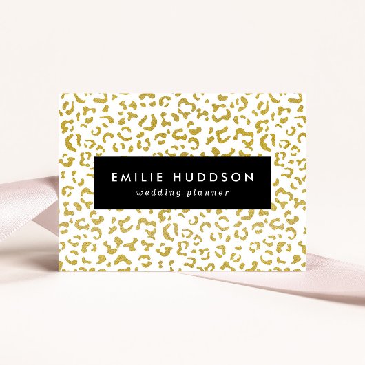 Gold Leopard, Gold Glitter, luipaard afdrukken Visitekaartje