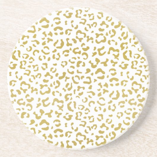 Gold Leopard, Gold Glitter, luipaard afdrukken Zandsteen Onderzetter (Voorkant)
