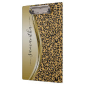 Gold Leopard Handgeschreven naam Metaal Monogram Klembord (Links)