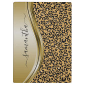 Gold Leopard Handgeschreven naam Metaal Monogram Klembord (Achterkant)