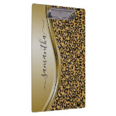 Gold Leopard Handgeschreven naam Metaal Monogram Klembord (Rechts)