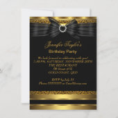 Gold Leopard High Hiel Black Bow Birthday Party 3 Kaart (Achterkant)