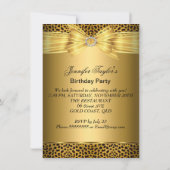 Gold Leopard High Hiel Black Bow Birthday Party Kaart (Achterkant)
