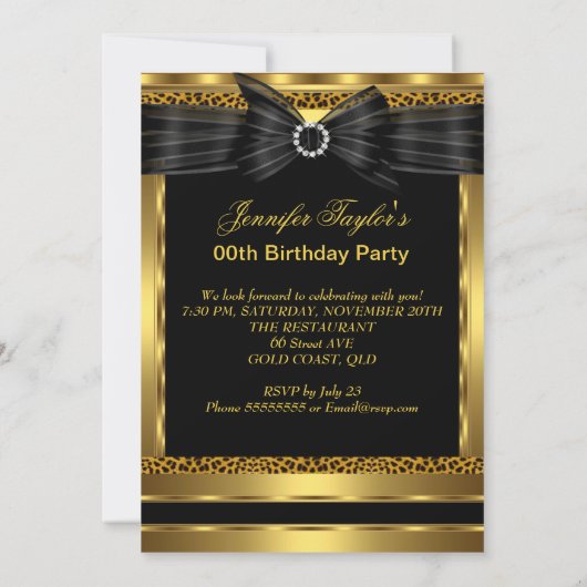 Gold Leopard High Hiel Shoe Black Birthday 2 Kaart (Achterkant)