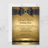 Gold Leopard High Hiel Zwarte Bow Birthday Party 2 Kaart (Achterkant)