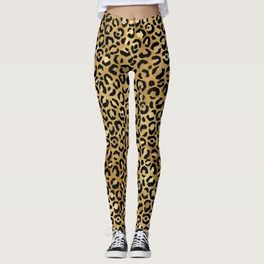 Gold Leopard-Leggings — Dierafdrukken Leggings (Voorkant)
