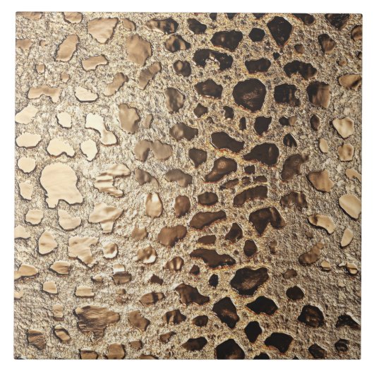 Gold Leopard Metallic Animal Spots Tegeltje (Voorkant)