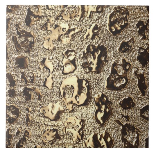 Gold Leopard Metallic Animal Spots Tegeltje (Voorkant)