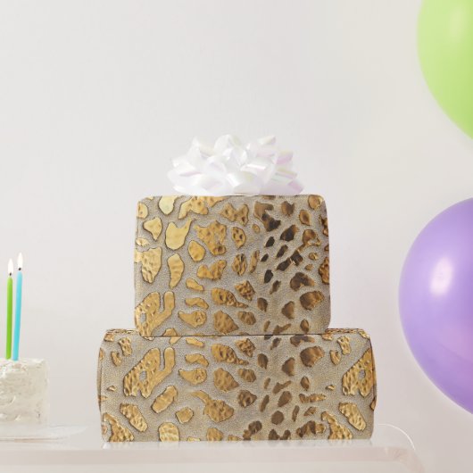 Gold Leopard Metallic Spots Cadeaupapier (Feestgeschenken)