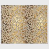Gold Leopard Metallic Spots Cadeaupapier (Vlak)