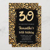 Gold Leopard Painted Black 30th Birthday Kaart (Voorkant / Achterkant)