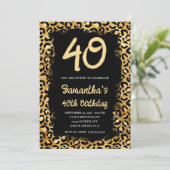 Gold Leopard Painted Black 40th Birthday Kaart (Staand voorkant)