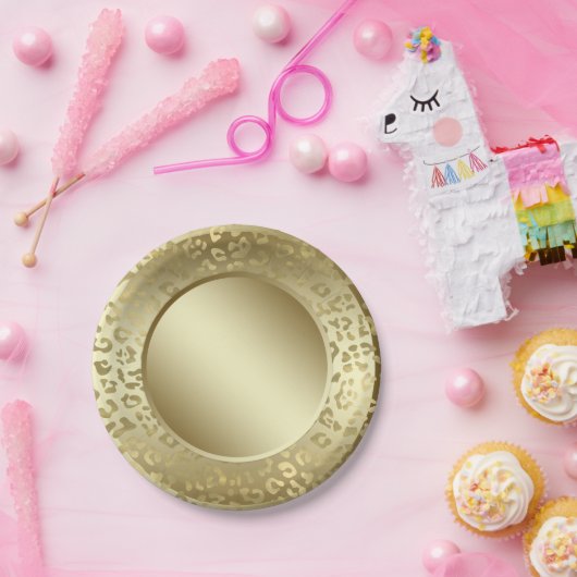 Gold Leopard Papieren Bordje (Feest)