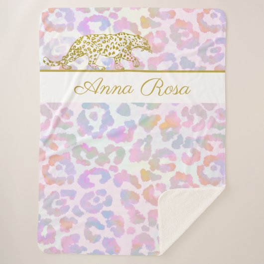 *~* Gold leopard pasta Tie Dye Spots Sherpa Deken (Voorkant)