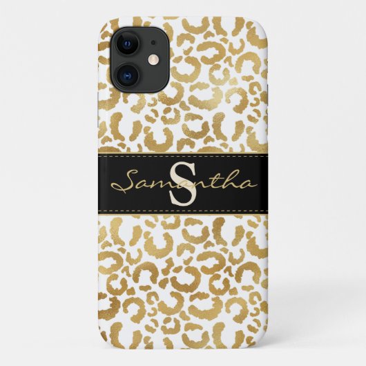 Gold leopard print aangepast Hoesje-Mate iPhone dr Case-Mate iPhone Case (Achterkant)