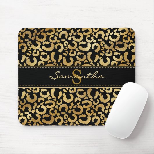 Gold leopard print aangepast muismat (Met muis)