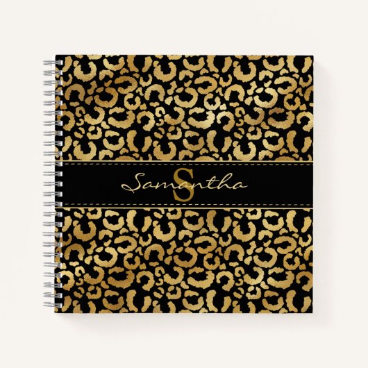 Gold leopard print aangepast Spiral Notitieboek (Voorkant)