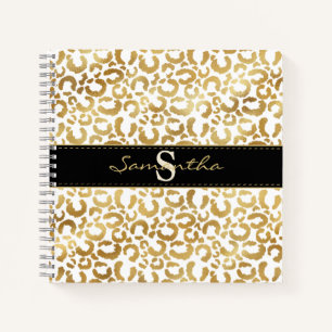 Gold leopard print aangepast Spiral Notitieboek