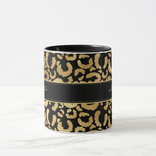 Gold leopard print aangepaste koffie-mok mok (Midden)