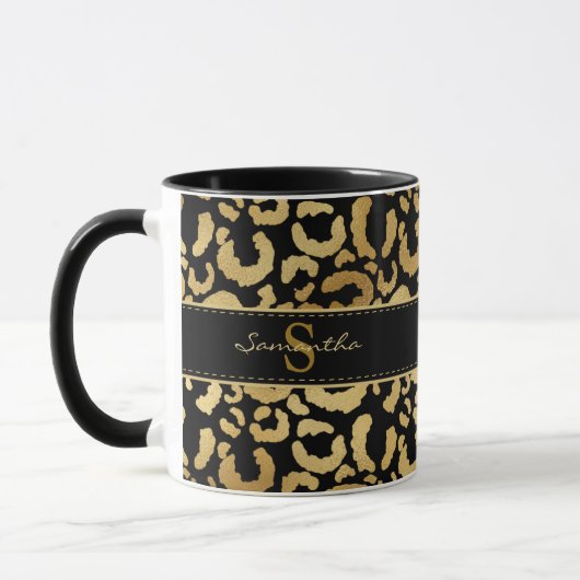 Gold leopard print aangepaste koffie-mok mok (Links)