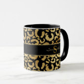 Gold leopard print aangepaste koffie-mok mok (Voorkant rechts)