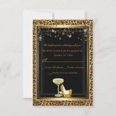 Gold Leopard Print & Bow 50 & Fabulous RSVP Kaart (Achterkant)