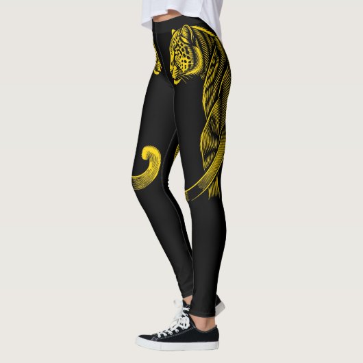 Gold Leopard Print Fun Safari Pattern Leggings (Links)