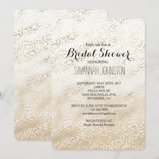 Gold Leopard Print Khaki Cream Beige vrijgezellenf Kaart (Voorkant / Achterkant)