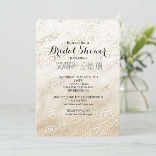 Gold Leopard Print Khaki Cream Beige vrijgezellenf Kaart (Staand voorkant)