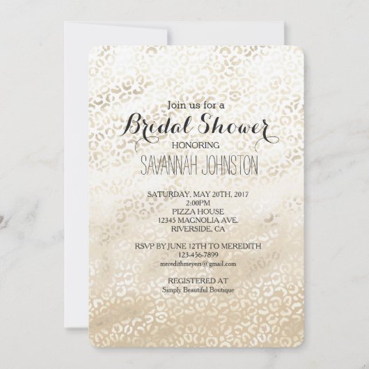 Gold Leopard Print Khaki Cream Beige vrijgezellenf Kaart (Voorkant)