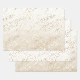 Gold Leopard Print Khaki Cream Beige Waterverf Inpakpapier Vel