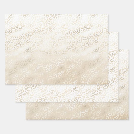 Gold Leopard Print Khaki Cream Beige Waterverf Inpakpapier Vel (Set)