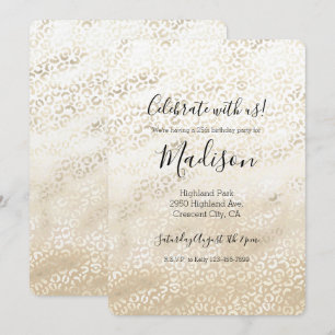Gold Leopard Print Khaki Cream Beige Waterverf Kaart