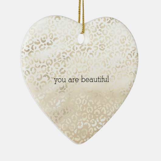 Gold Leopard Print Khaki Cream Beige Waterverf Keramisch Ornament (Rechts)