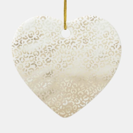 Gold Leopard Print Khaki Cream Beige Waterverf Keramisch Ornament (Achterkant)