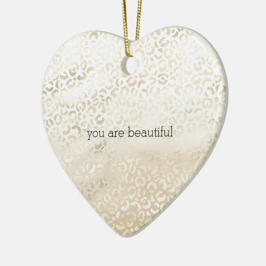 Gold Leopard Print Khaki Cream Beige Waterverf Keramisch Ornament (Links)