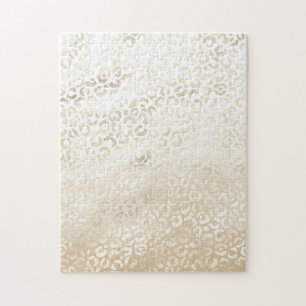 Gold Leopard Print Khaki Cream Beige Waterverf Legpuzzel
