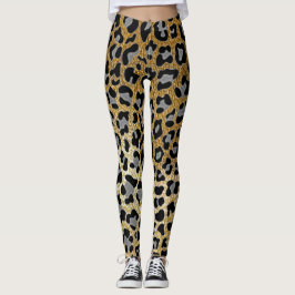 Gold Leopard Print Leggings