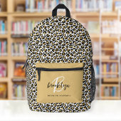 Gold Leopard Print Monogram Naam Terug naar school Bedrukte Rugzak