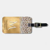Gold Leopard Print Monogramed Bagagelabel (Voorkant horizontaal)
