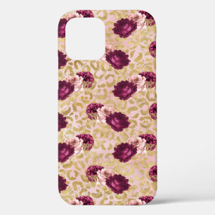 Gold Leopard print roze rozen Florals         Case-Mate iPhone Case