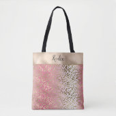 Gold Leopard print roze witte ombre Tote Bag (Voorkant)