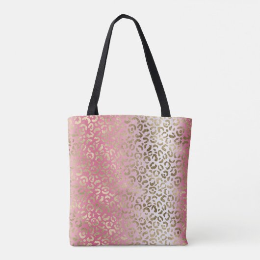 Gold Leopard print roze witte ombre Tote Bag (Achterkant)