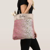 Gold Leopard print roze witte ombre Tote Bag (Dichtbij)