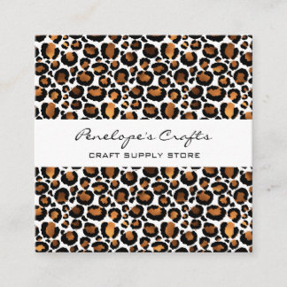 Gold Leopard Print Square Visitekaartje