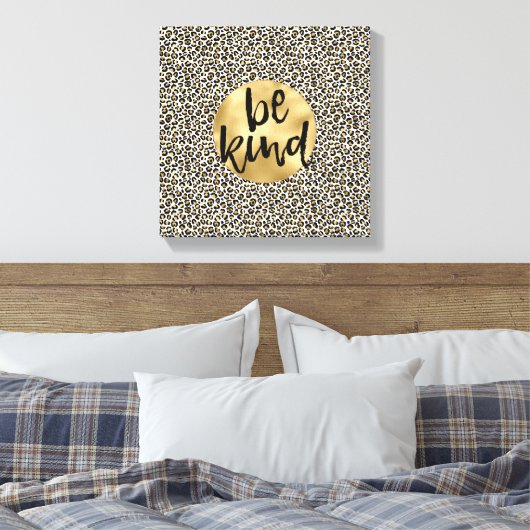 Gold-leopard-printer Canvas Afdruk (Insitu (Slaapkamer))