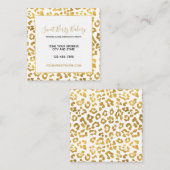 Gold Leopard-printer Vierkante Visitekaartje (Voorkant / Achterkant)